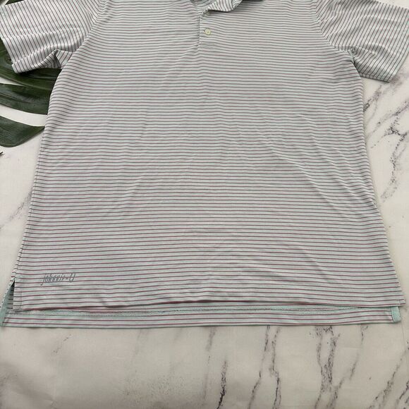 Johnnie O Mens Polo Shirt Size L Light Blue Red Striped Short Sleeve Hoover Cay - Picture 5 of 11